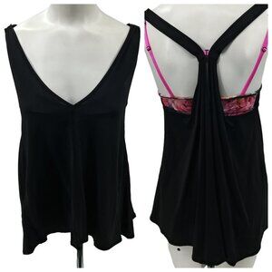 Lululemon Breath & Flow Swing Layered Tank Top Size 4 Secret Garden Floral Black